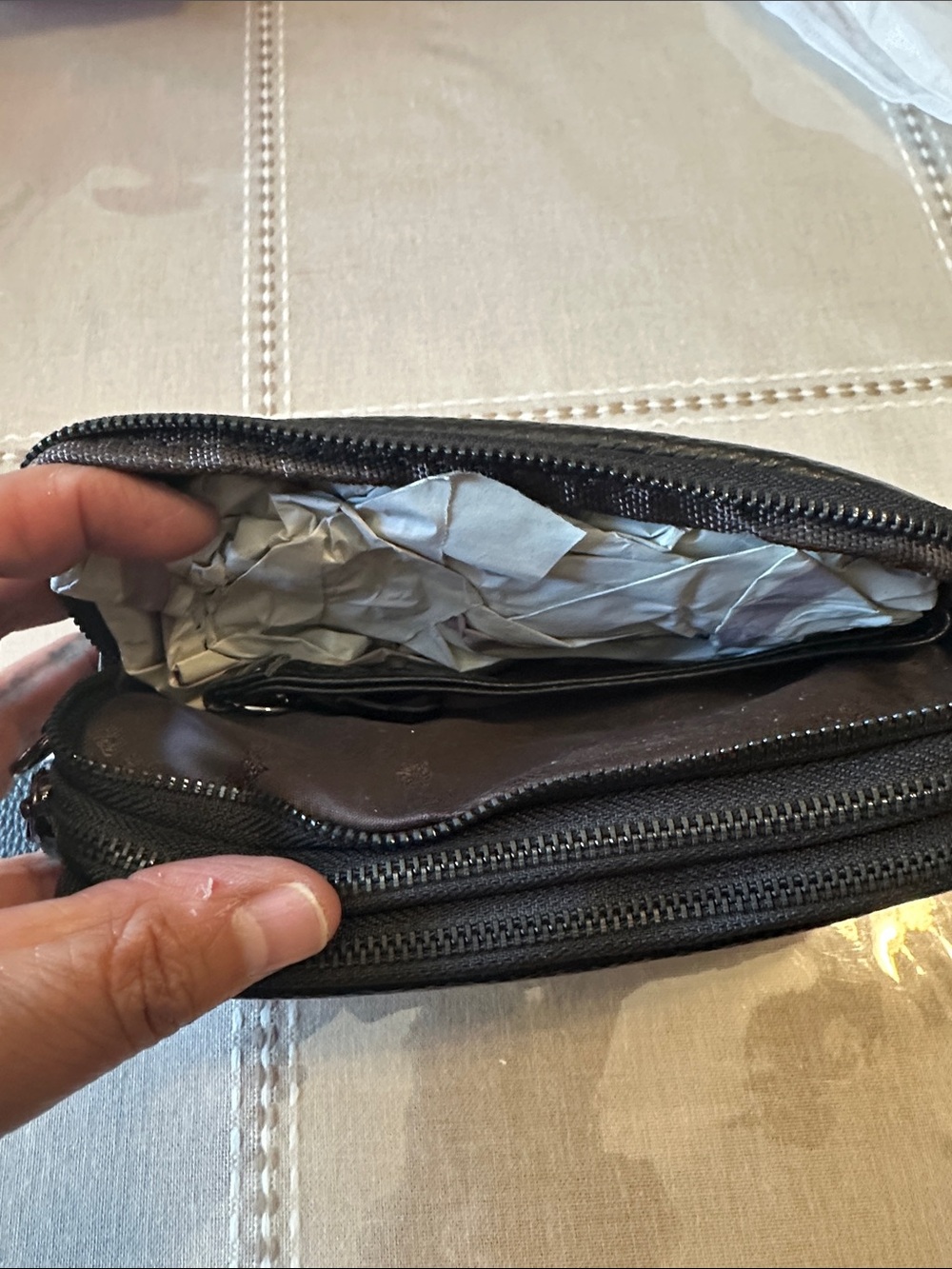 Black Pebbled Leather Zip Wristlet - Picture 3 of 4